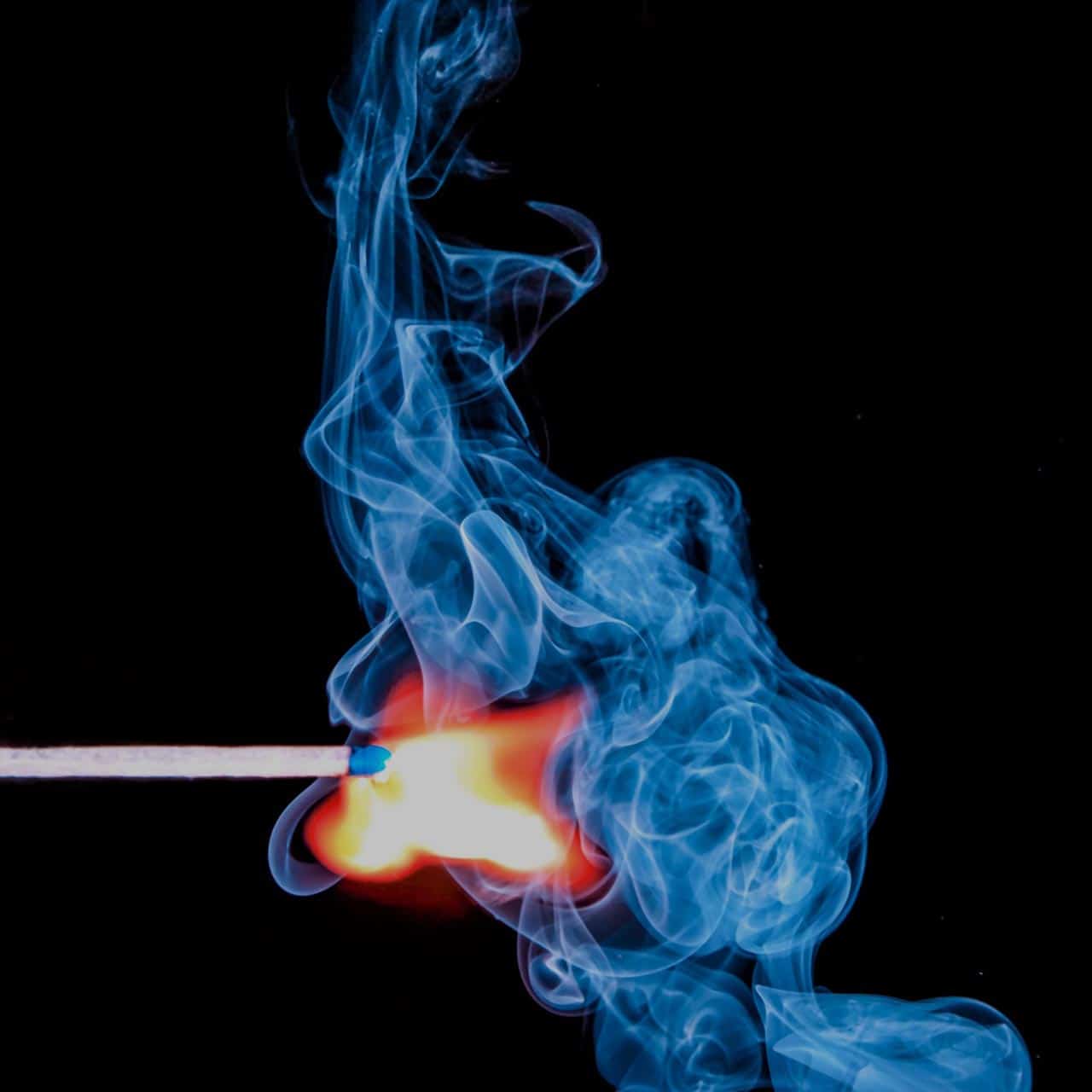 match blue flame dark square